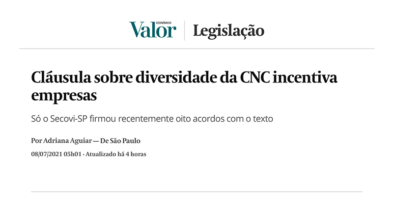 Cláusula do Sindicato SETH sobre diversidade é destaque no jornal Valor Econômico