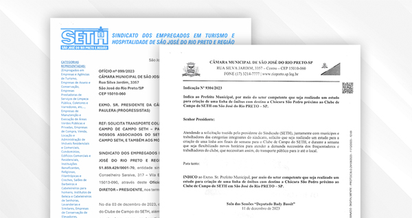 SETH solicita à Câmara de Rio Preto criação de linha de transporte coletivo para o Clube de Campo